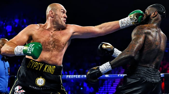 Tyson Fury (left) earned his second knockout against Deontay Wilder when the pair met for their trilogy fight in October.
